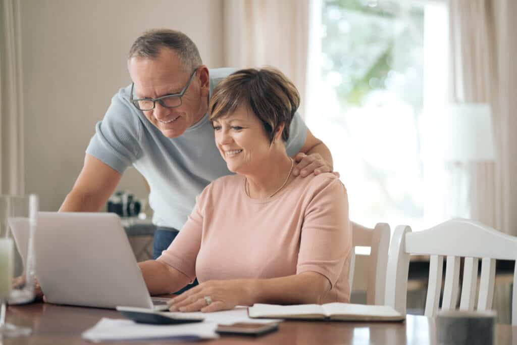 Mature couple on computer together